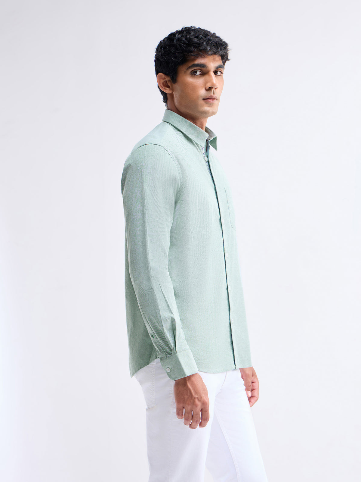 Solid Full Sleeve Cotton Stretch Shirt