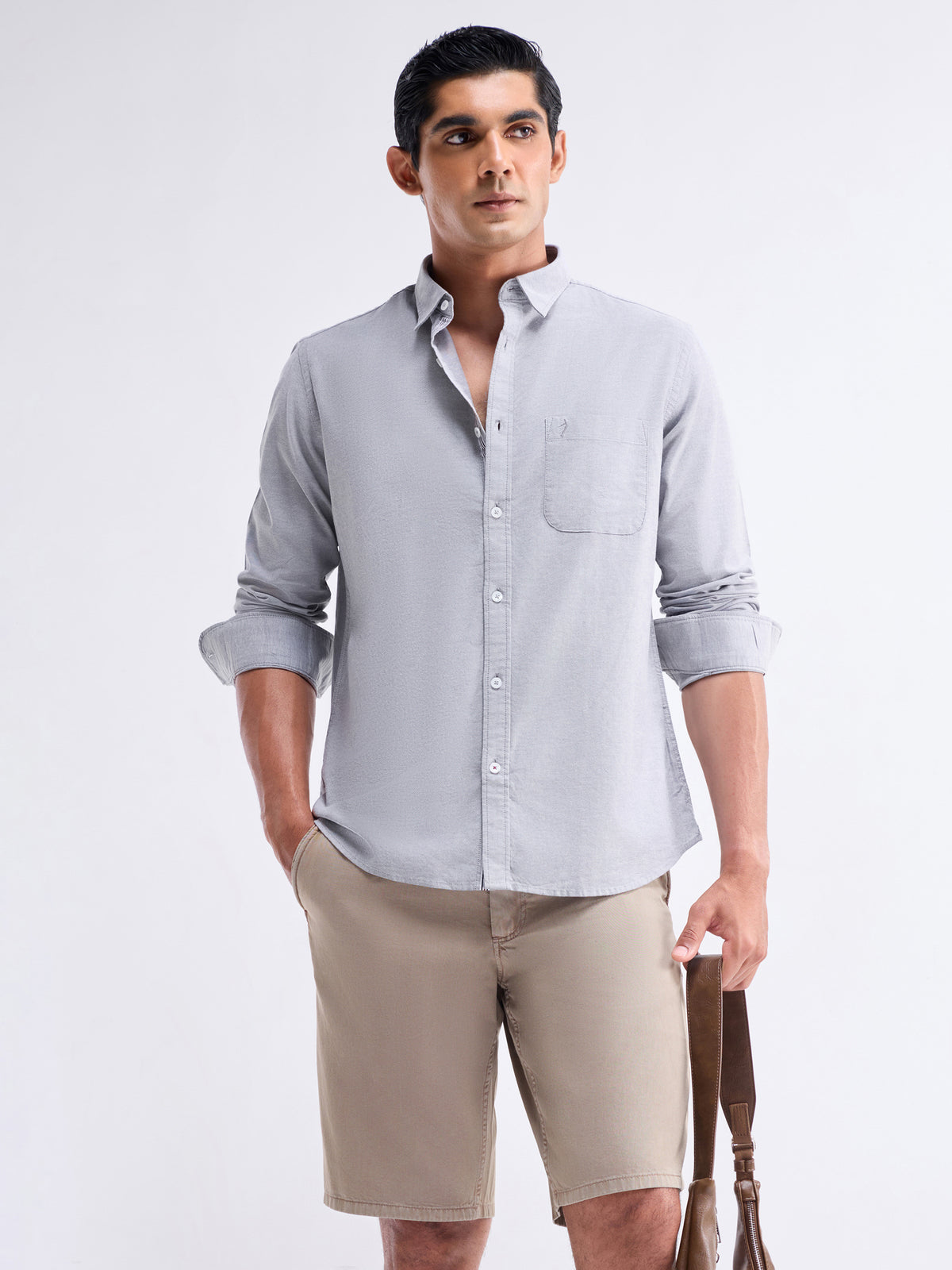 Solid Full Sleeve Cotton Stretch Shirt