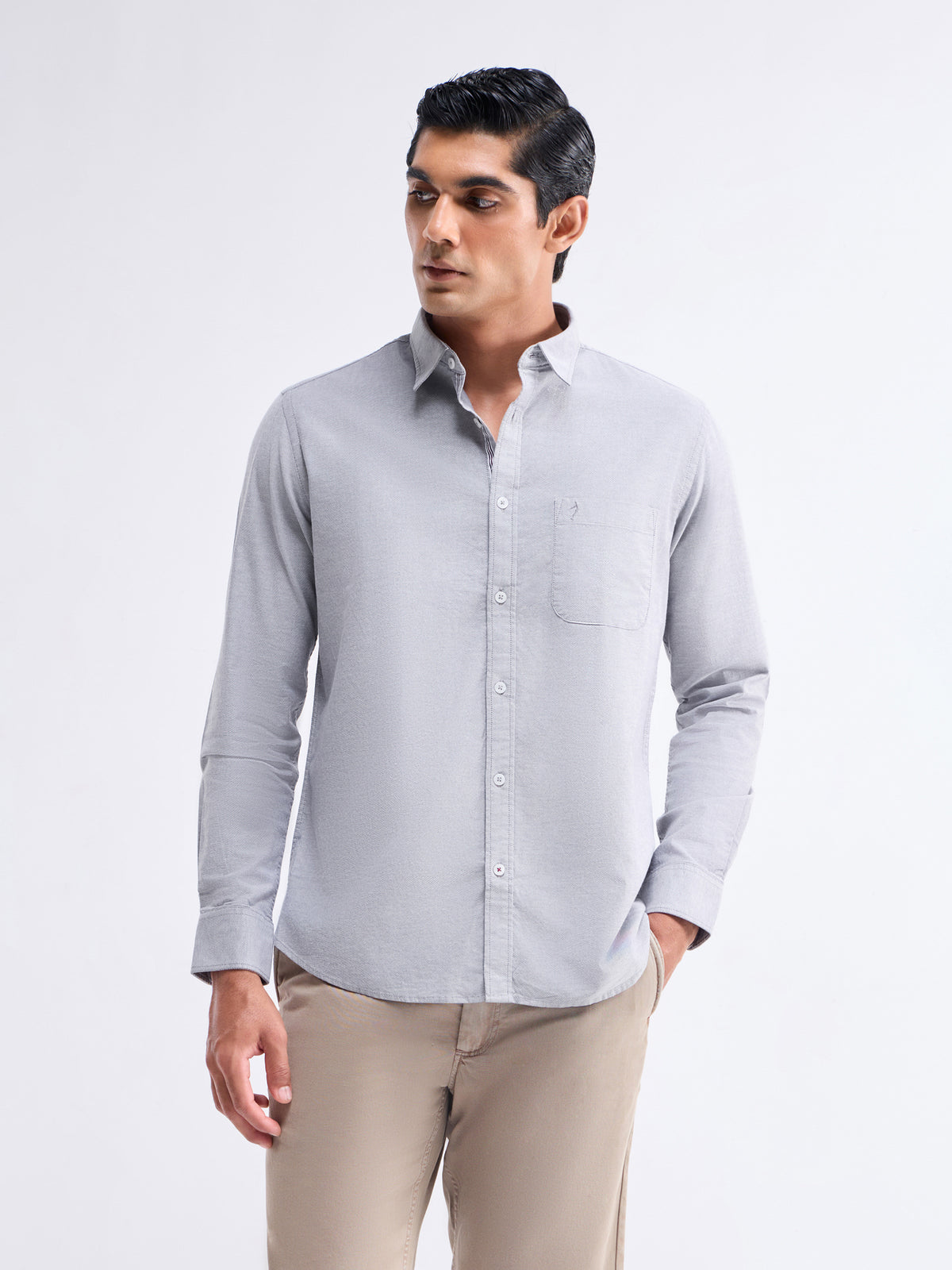 Solid Full Sleeve Cotton Stretch Shirt