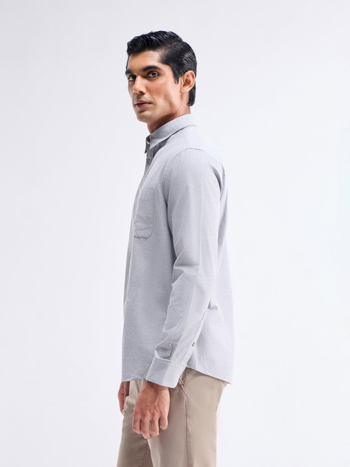 Solid Full Sleeve Cotton Stretch Shirt