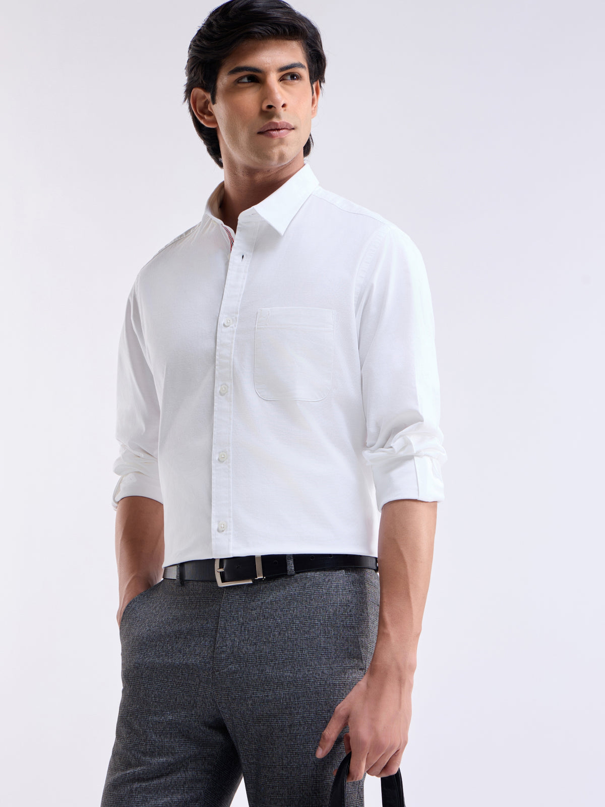 Solid Regular Fit Shirt - White t4option_0