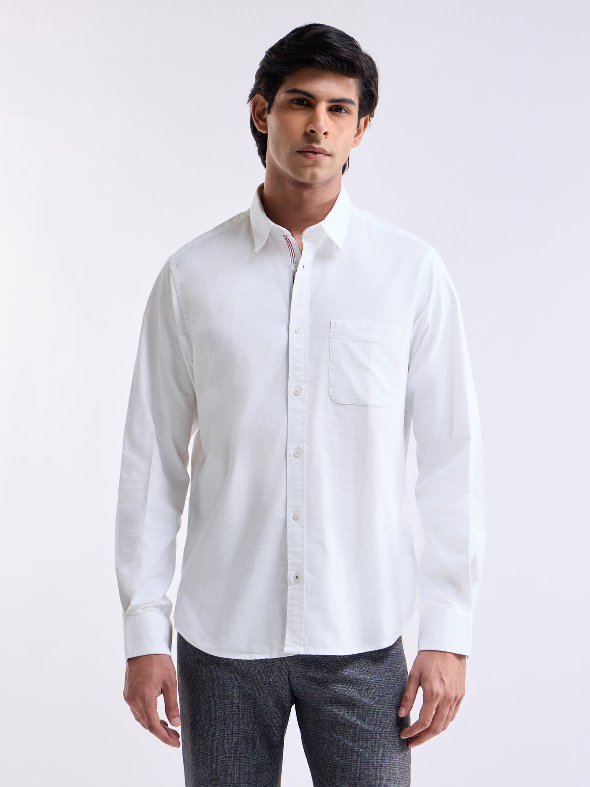 Solid Regular Fit Shirt - White t4option_0