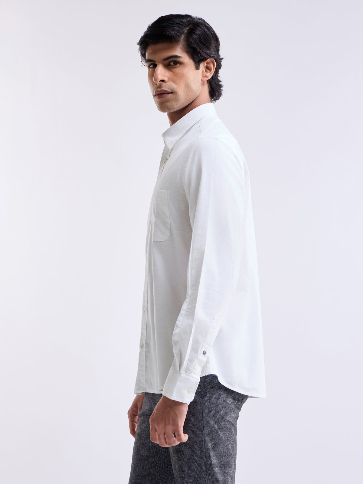 Solid Regular Fit Shirt - White t4option_0