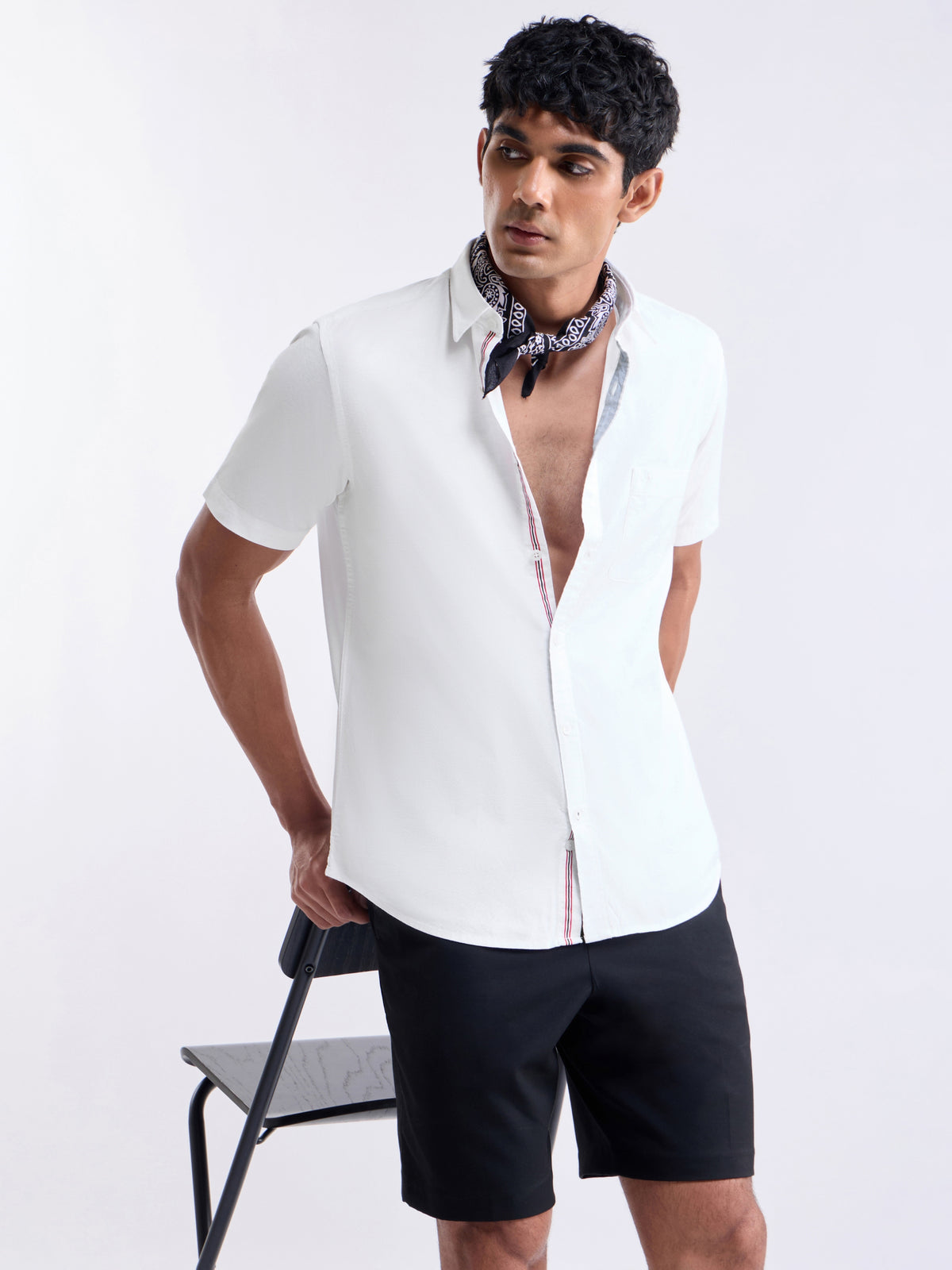 White Solid Regular Fit Shirt - White t4option_0
