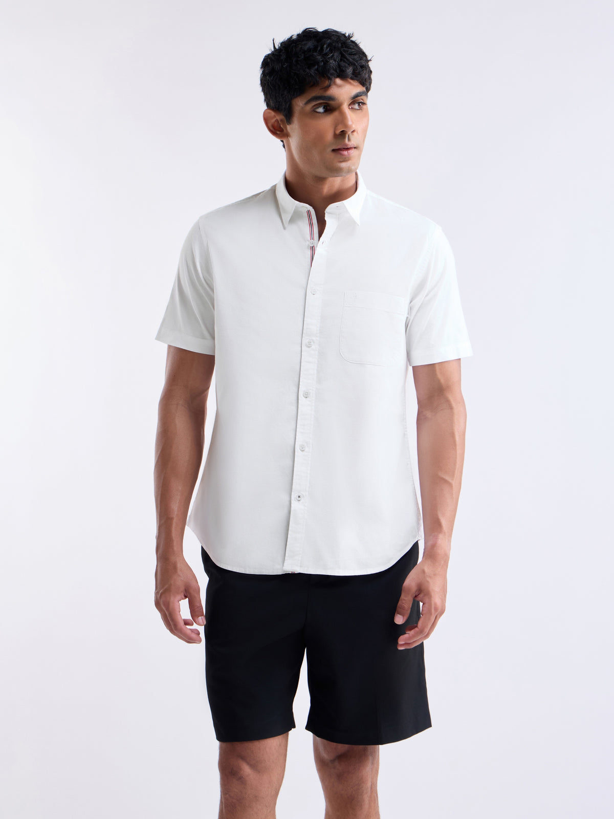 White Solid Regular Fit Shirt - White t4option_0