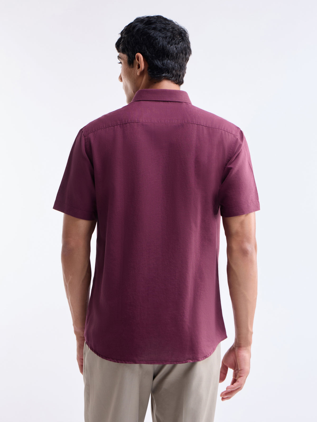 Solid Regular Fit Shirt - Burgundy t4option_1