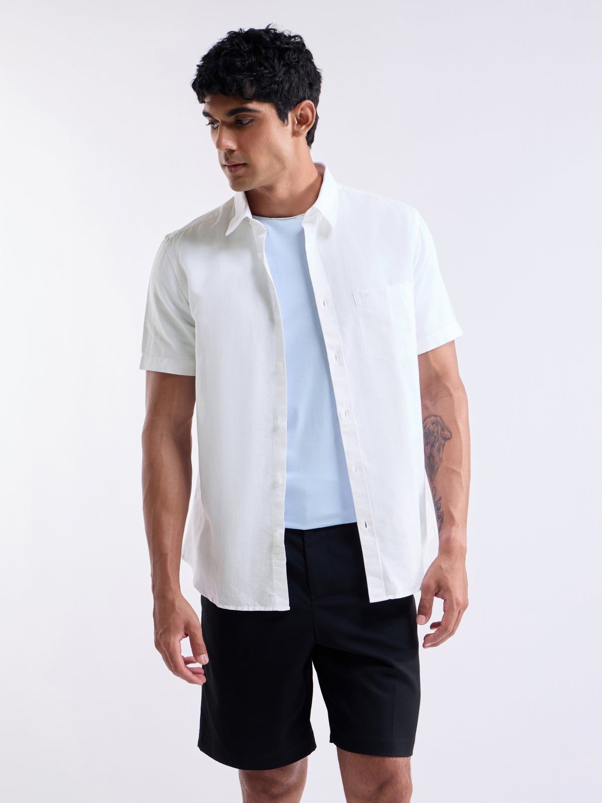 Solid Regular Fit Shirt - White t4option_2