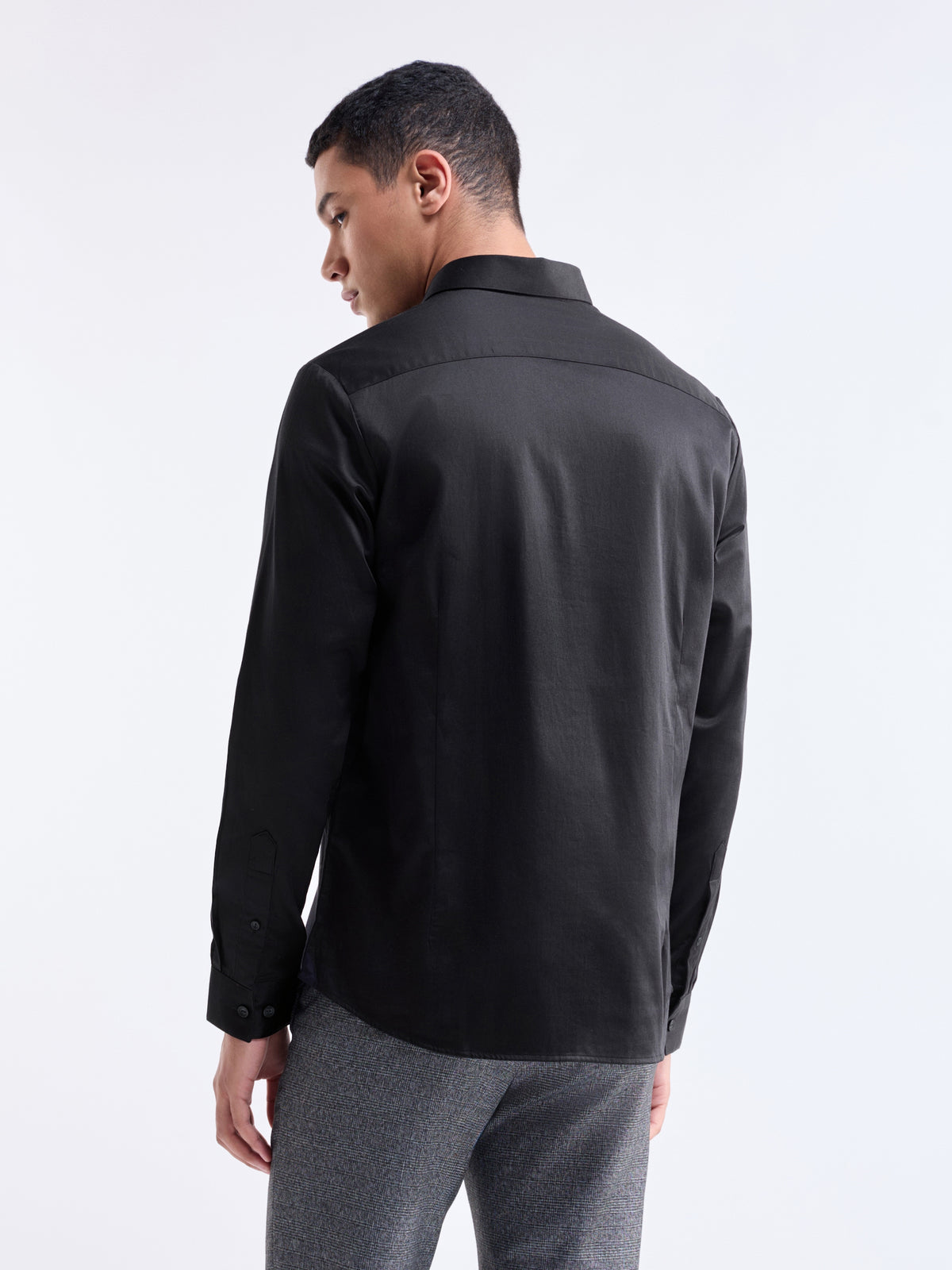 Solid Regular Fit Shirt - Black t4option_5