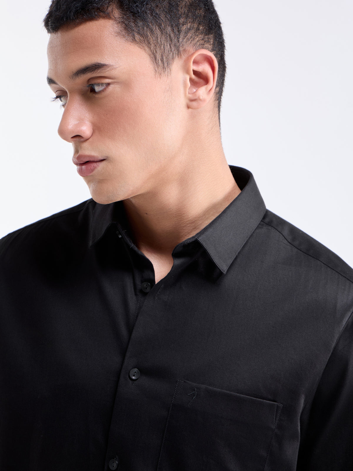 Solid Regular Fit Shirt - Black t4option_5