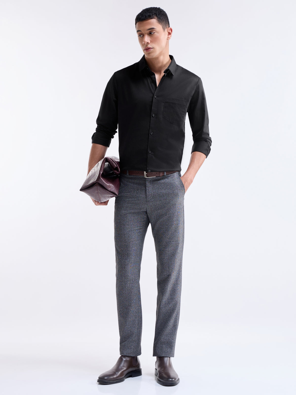 Solid Regular Fit Shirt - Black t4option_5