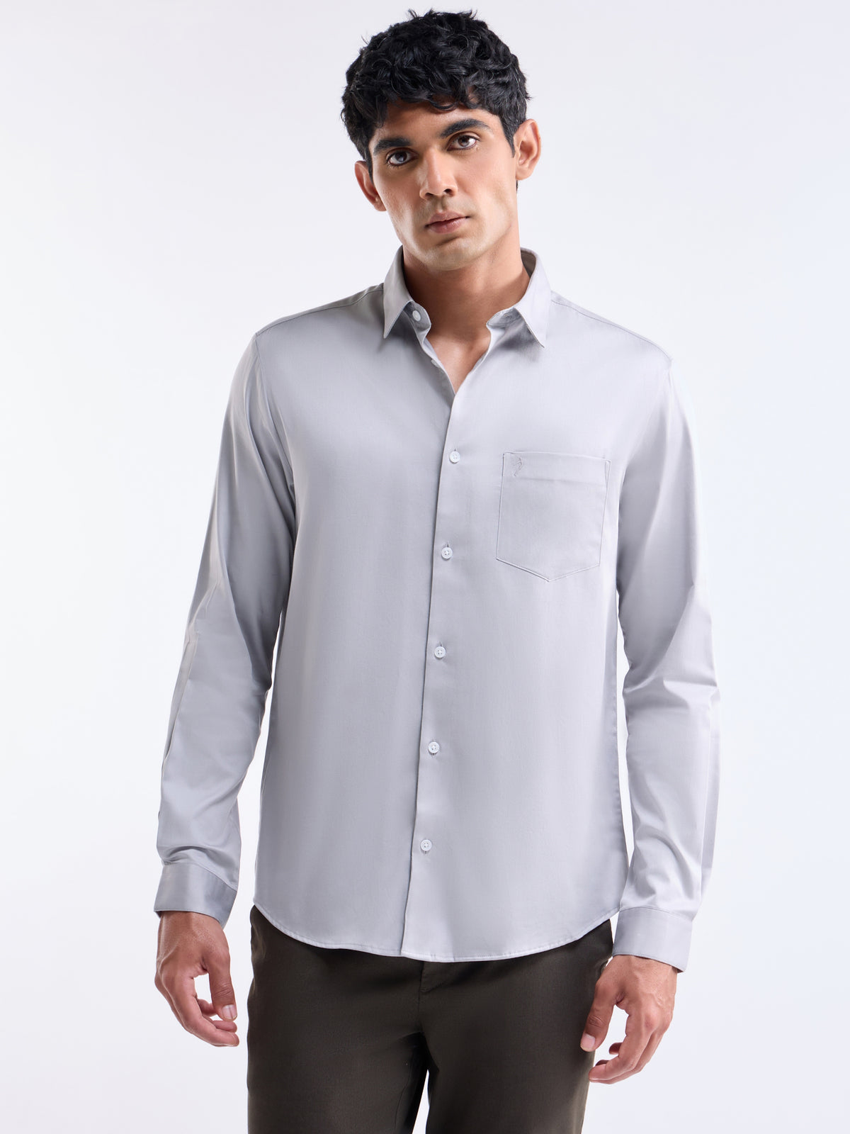 Solid Regular Fit Shirt - Light Grey t4option_6
