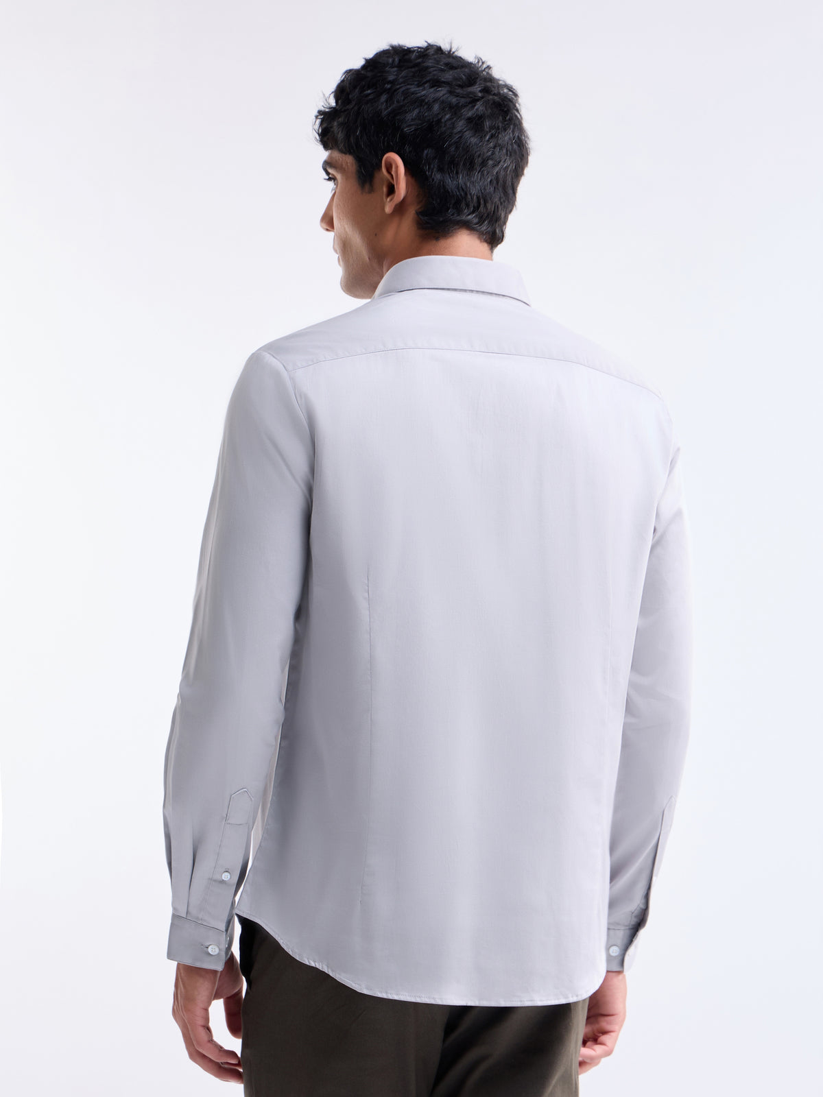 Solid Regular Fit Shirt - Light Grey t4option_6