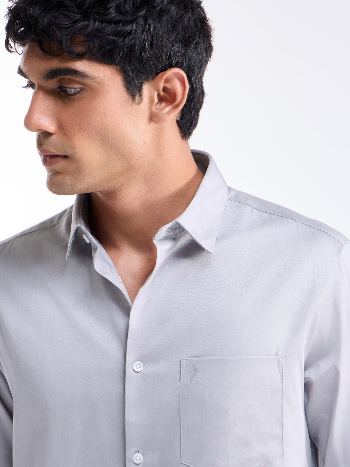 Solid Regular Fit Shirt - Light Grey t4option_6