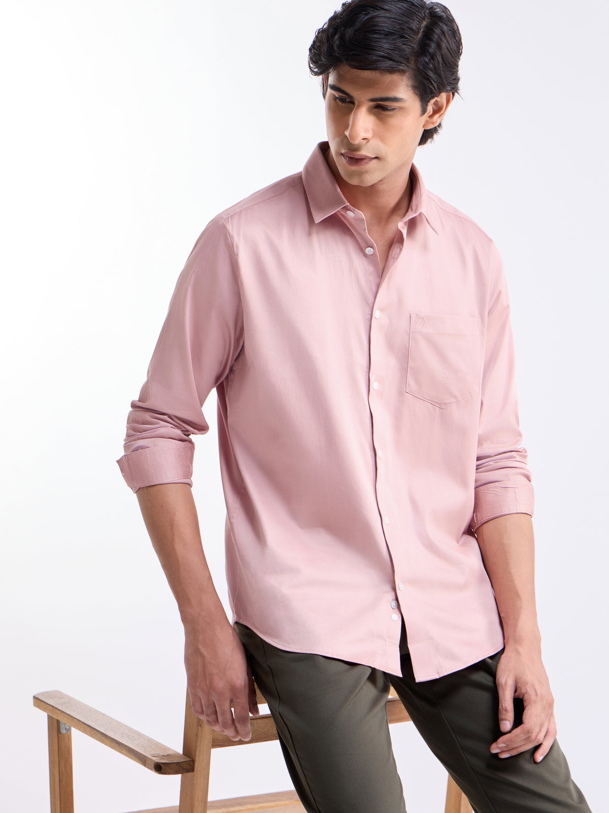 Solid Regular Fit Shirt - Mid Pink t4option_7