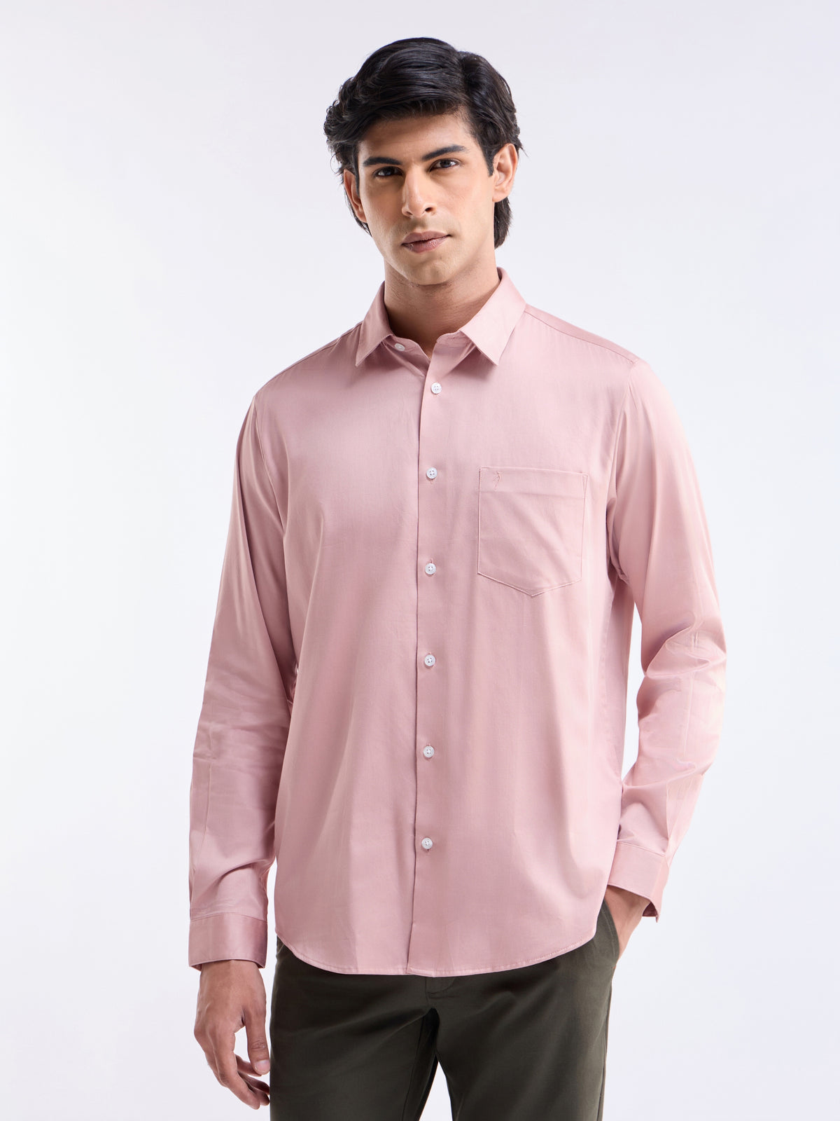Solid Regular Fit Shirt - Mid Pink t4option_7