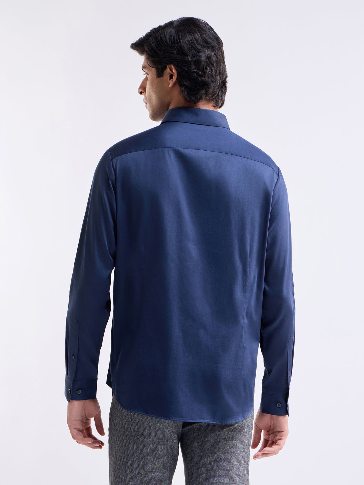 Solid Regular Fit Shirt - Navy t4option_8