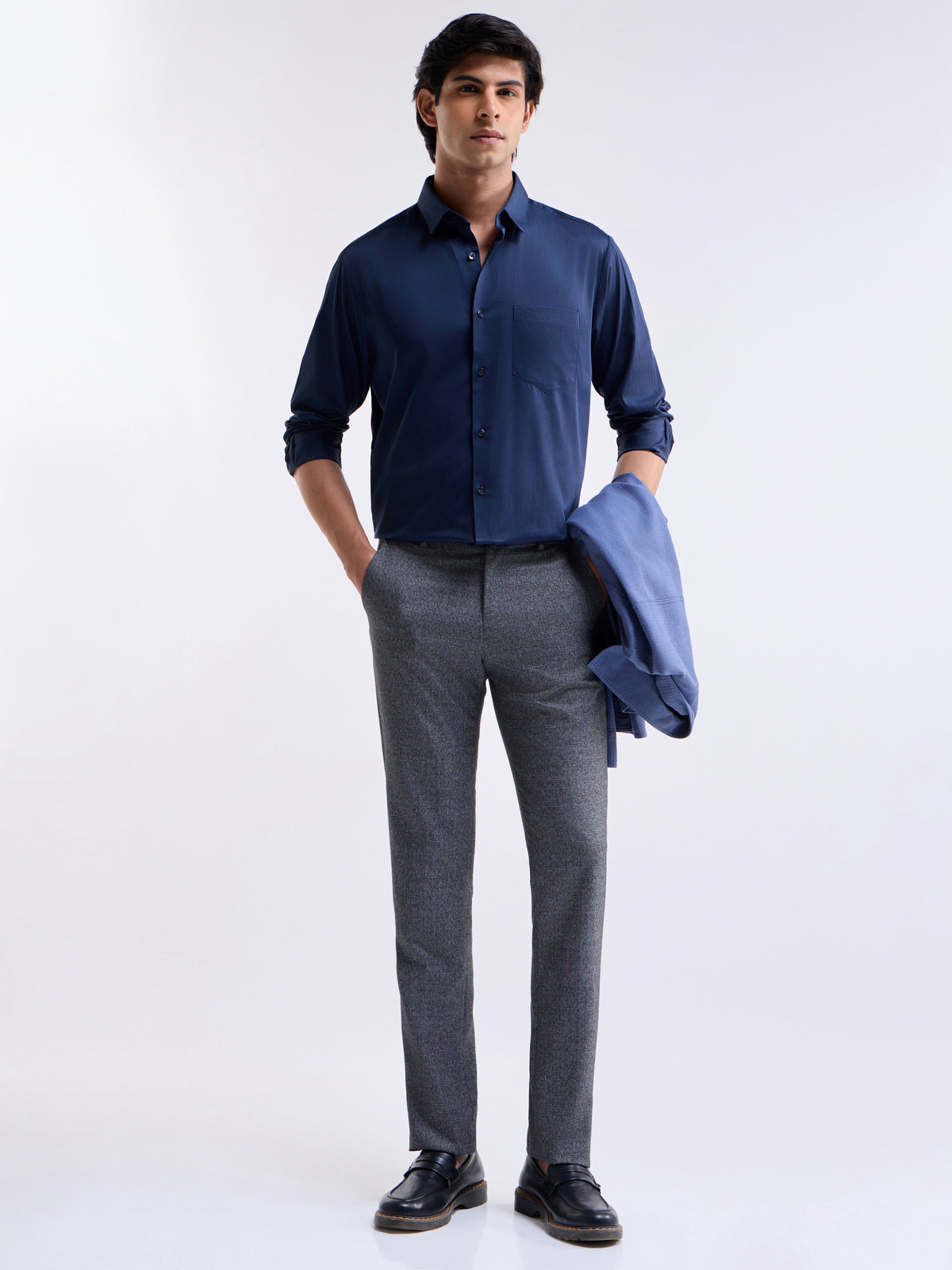 Solid Regular Fit Shirt - Navy t4option_8