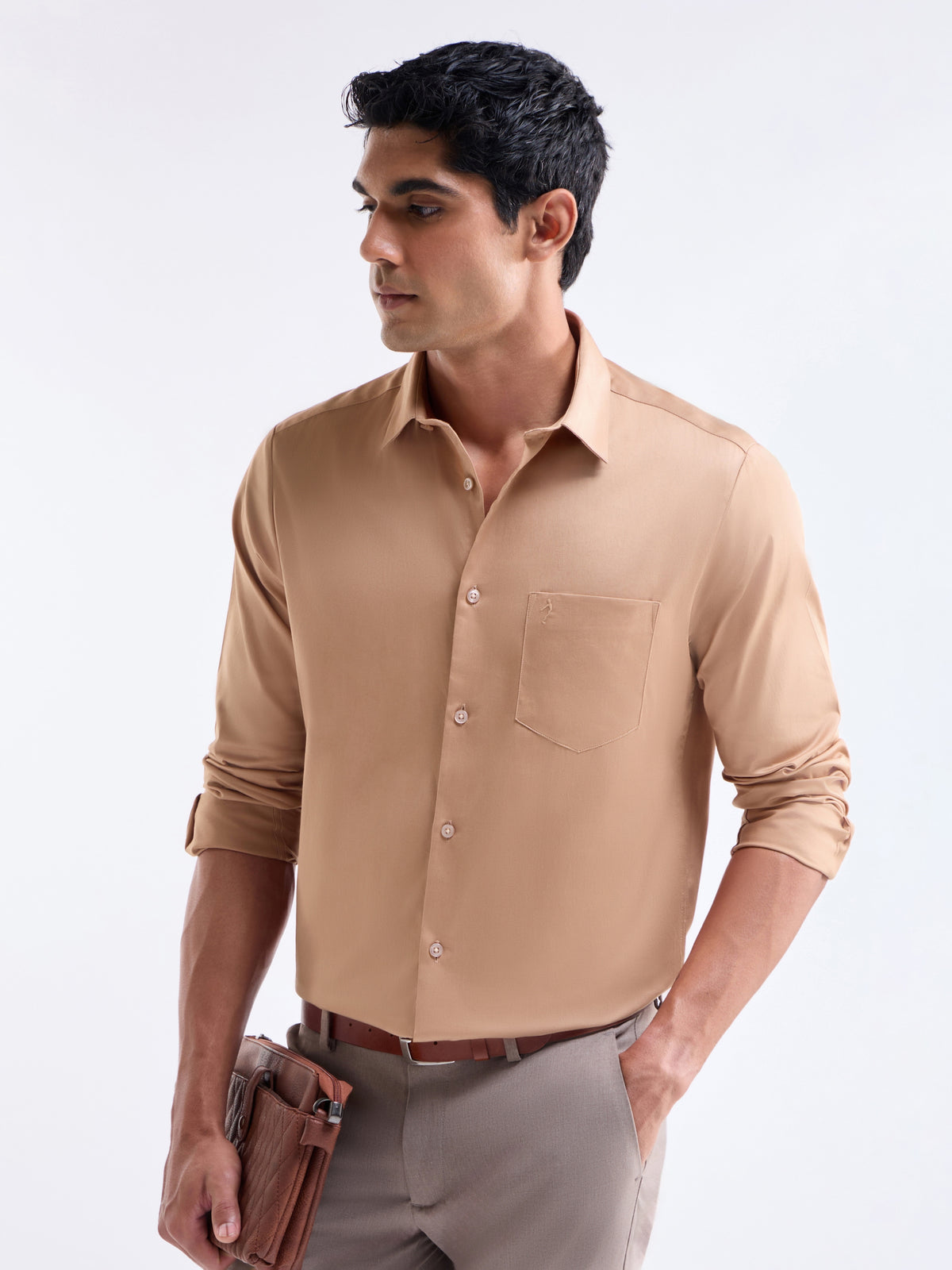 Solid Regular Fit Shirt - Peach t4option_9