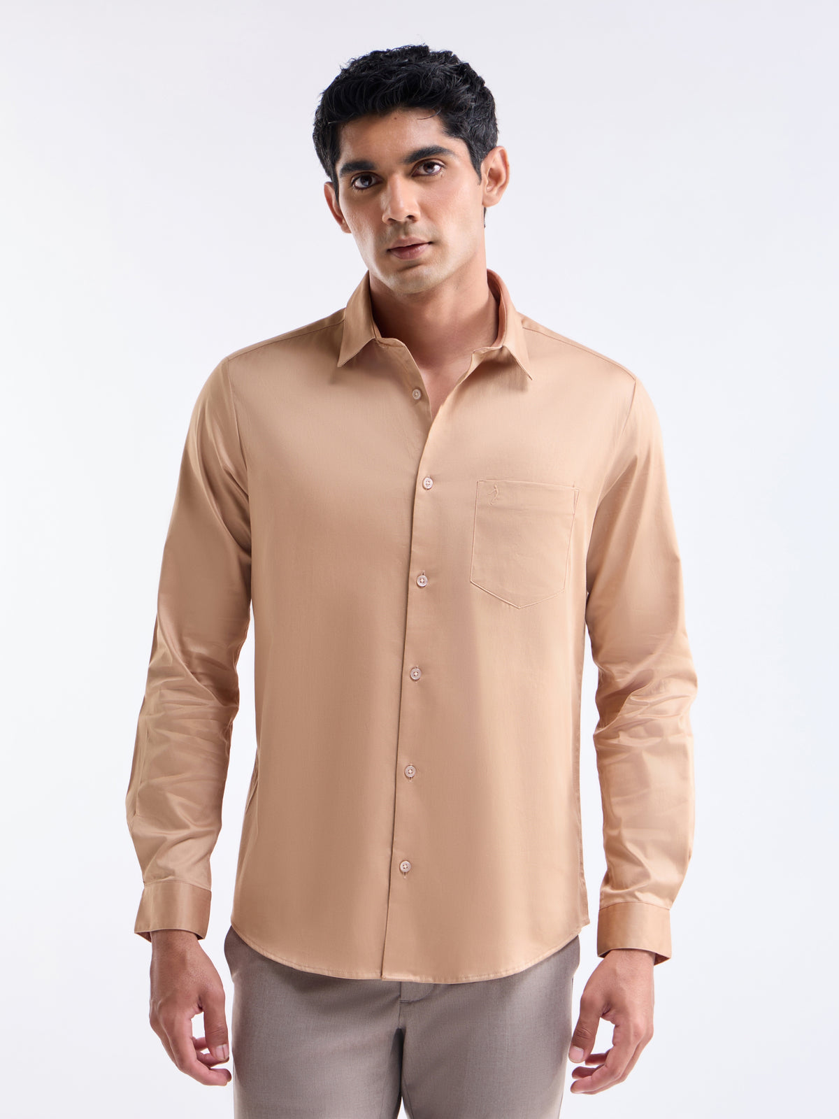 Solid Regular Fit Shirt - Peach t4option_9