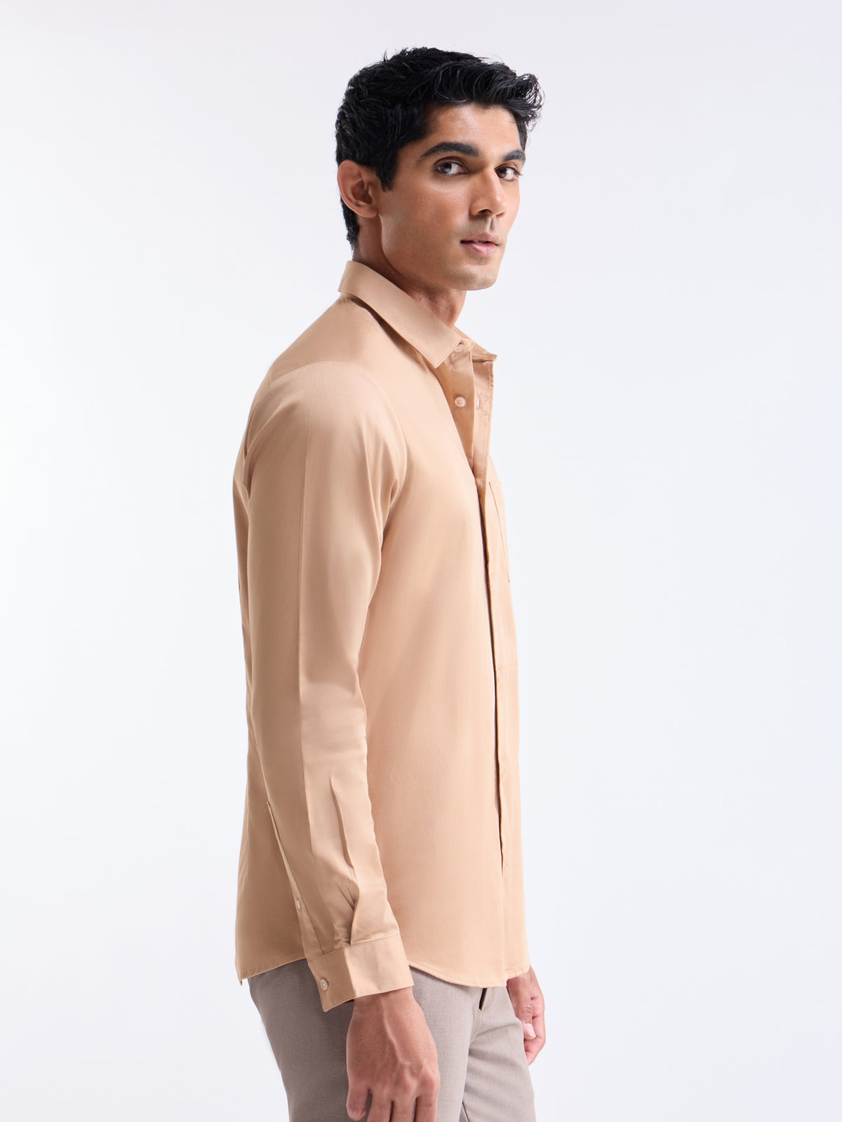 Solid Regular Fit Shirt - Peach t4option_9