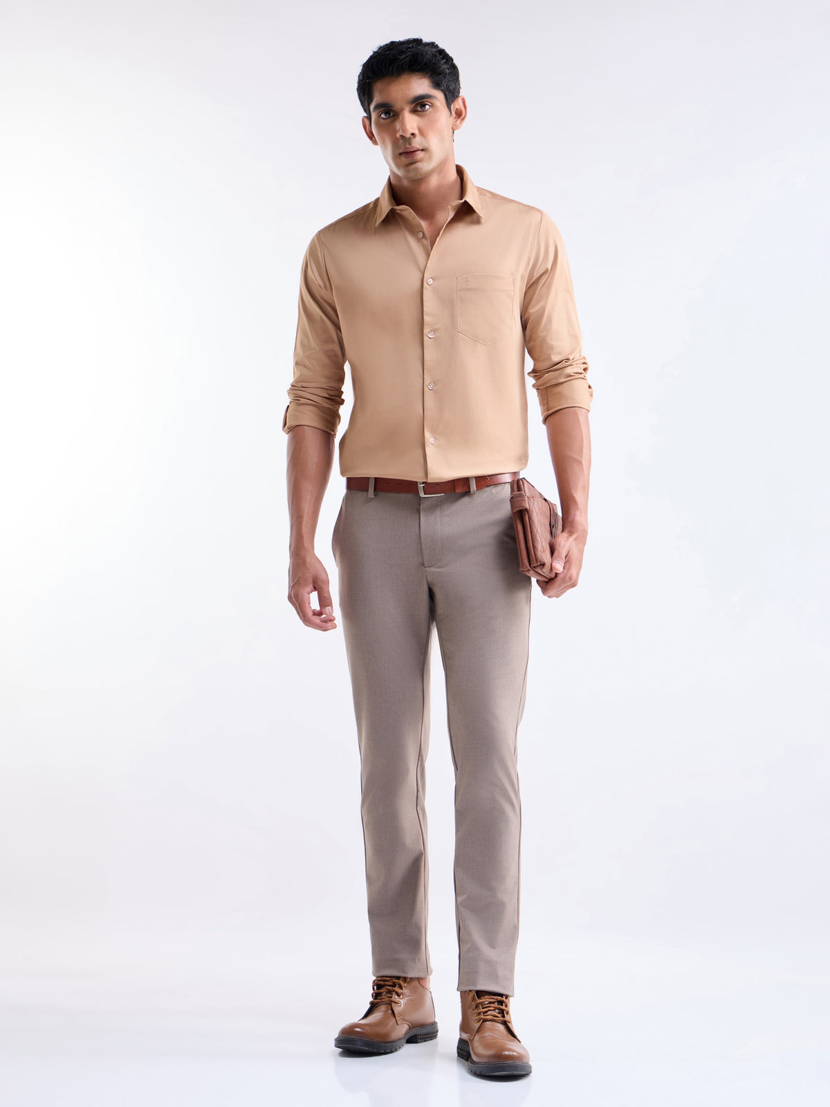 Solid Regular Fit Shirt - Peach t4option_9