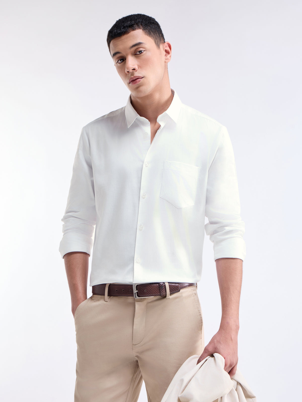 Solid Regular Fit Shirt - White t4option_4