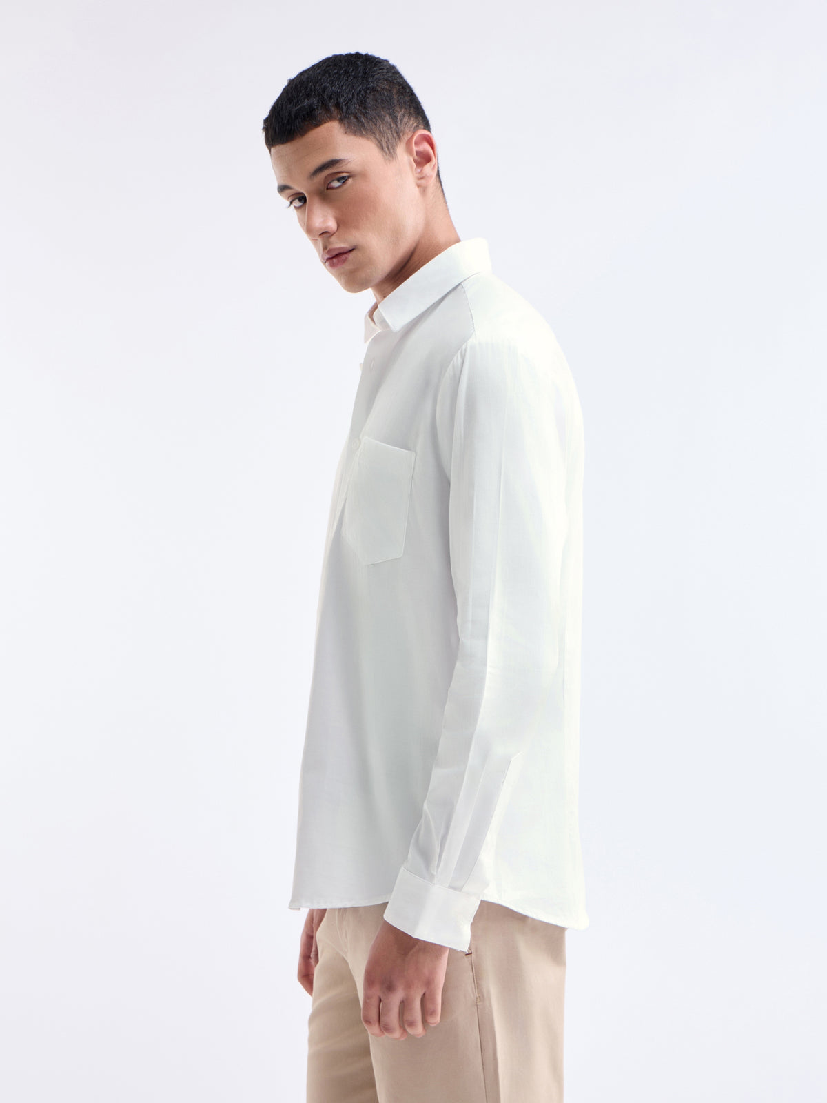 Solid Regular Fit Shirt - White t4option_4
