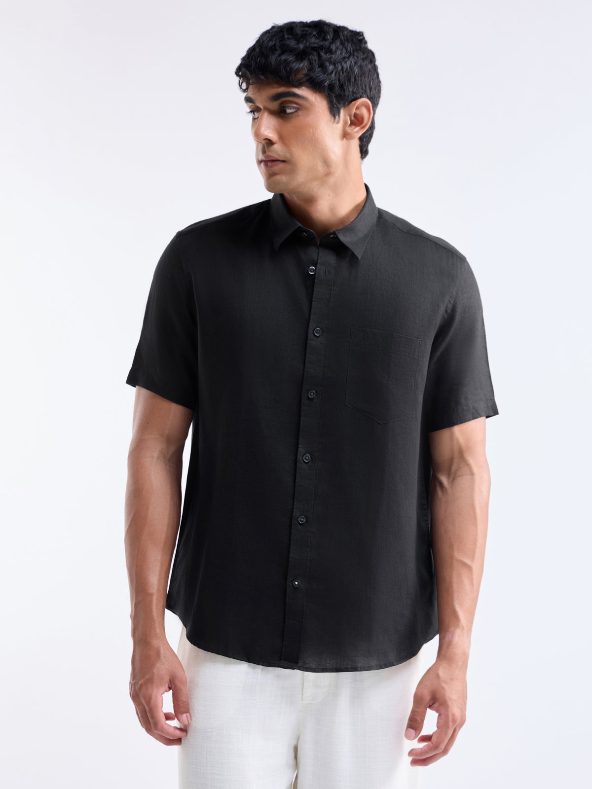 Solid Regular Fit Shirt - Black t4option_1
