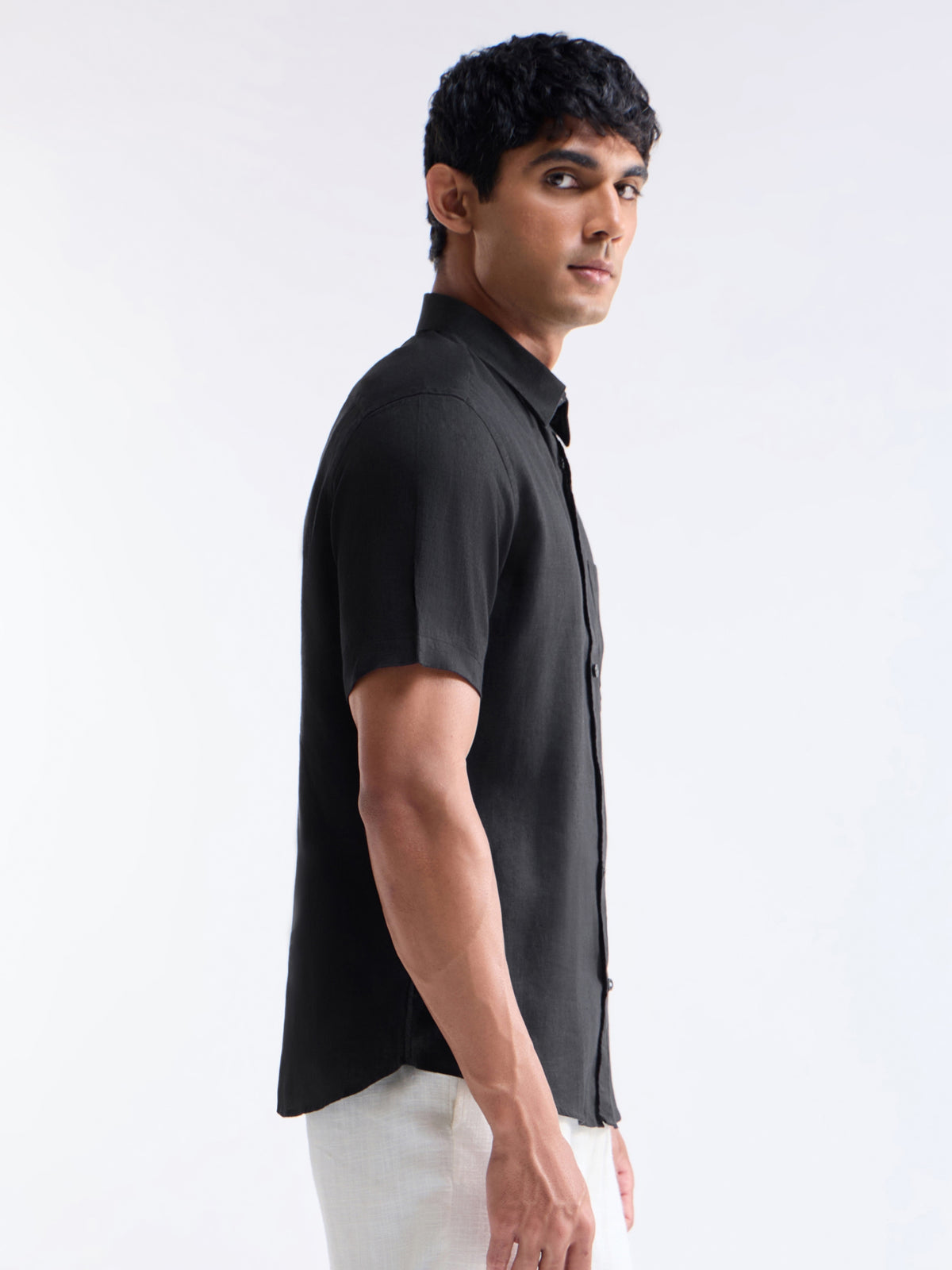 Solid Regular Fit Shirt - Black t4option_1