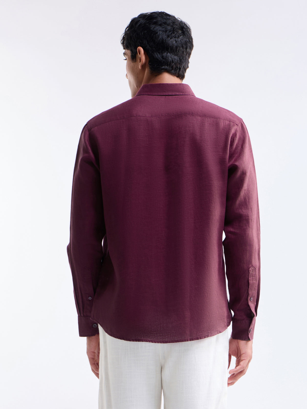 Solid Regular Fit Shirt - Burgundy t4option_3