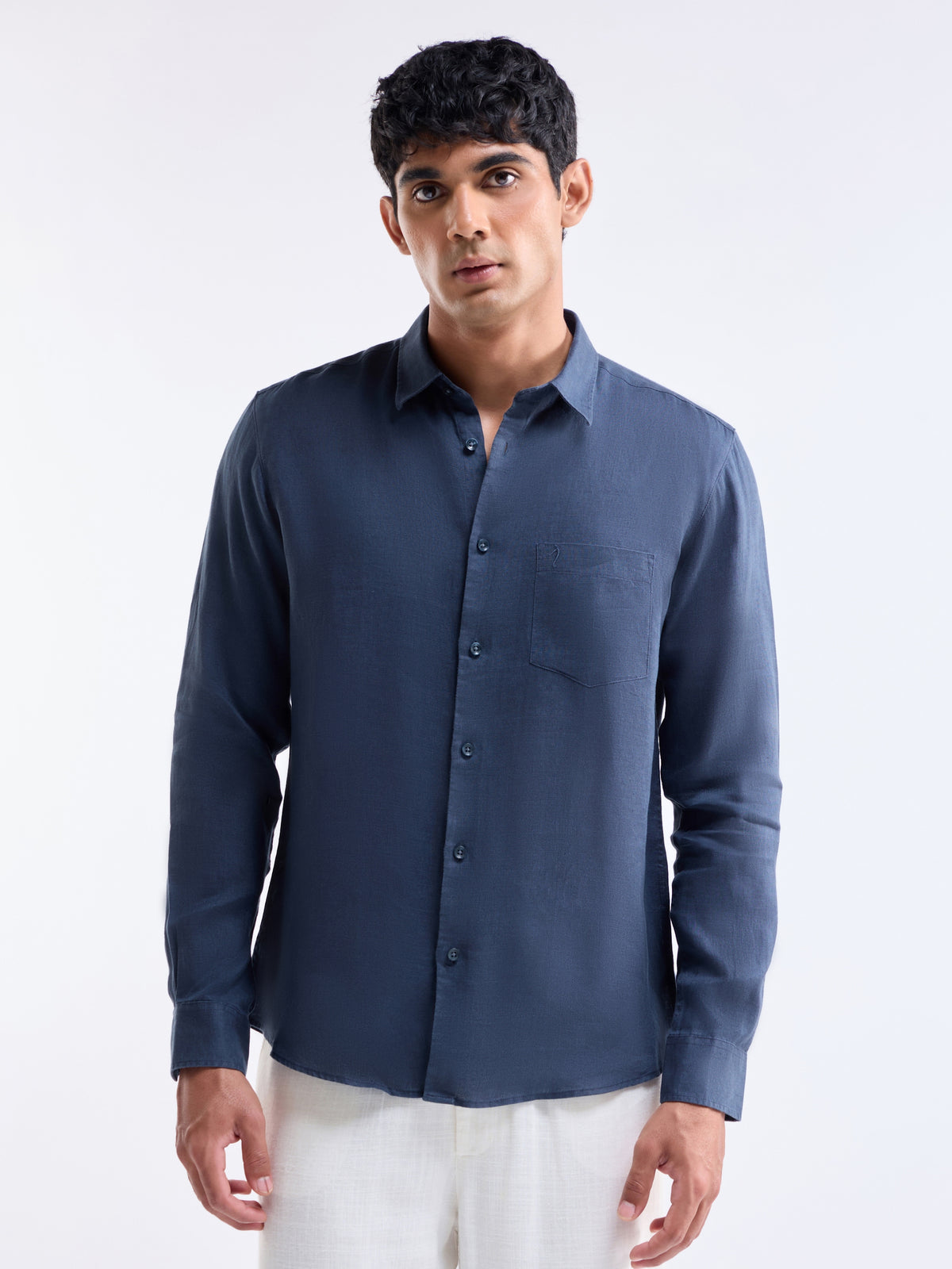 Solid Regular Fit Shirt - Navy t4option_0