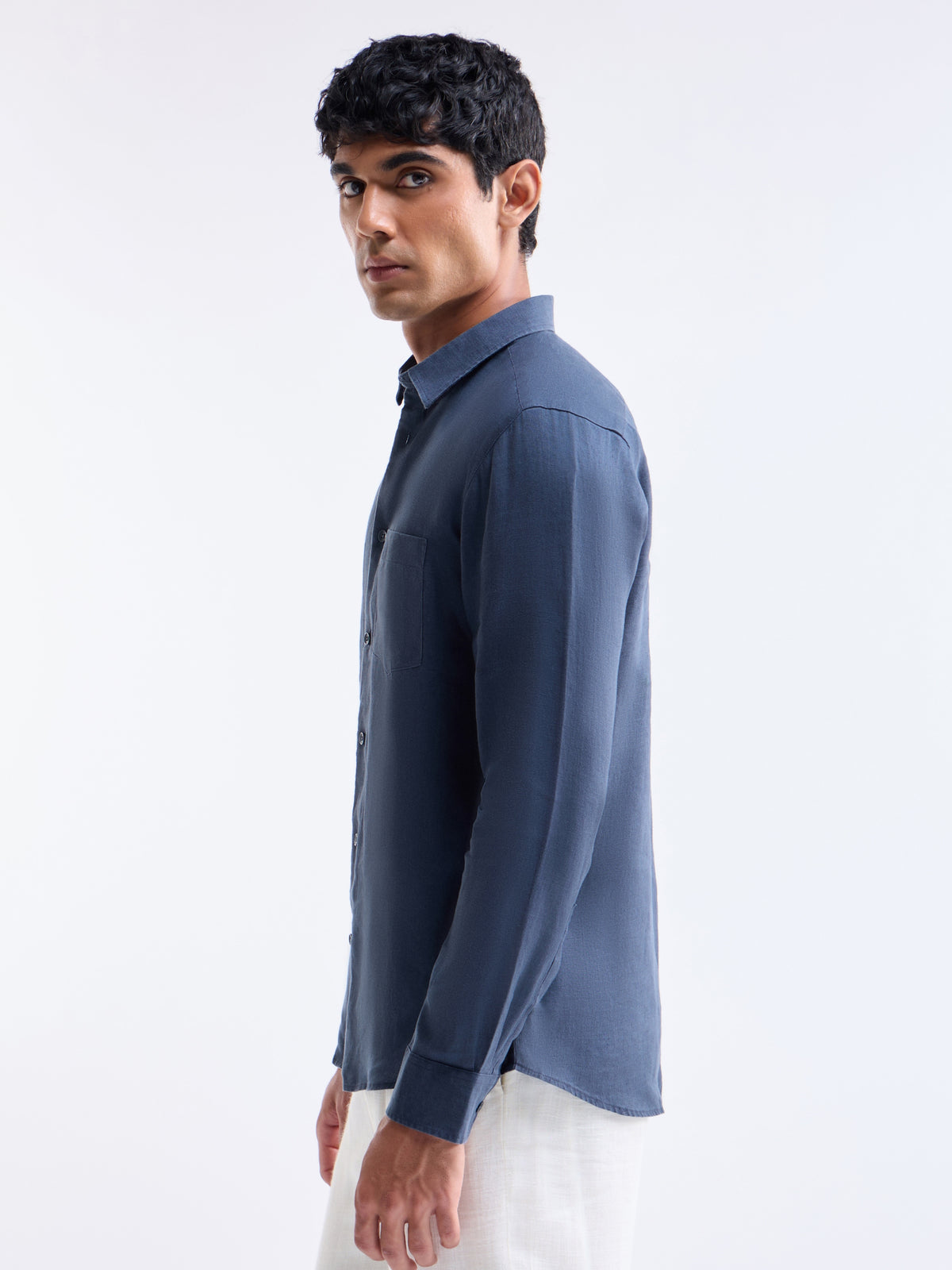 Solid Regular Fit Shirt - Navy t4option_0