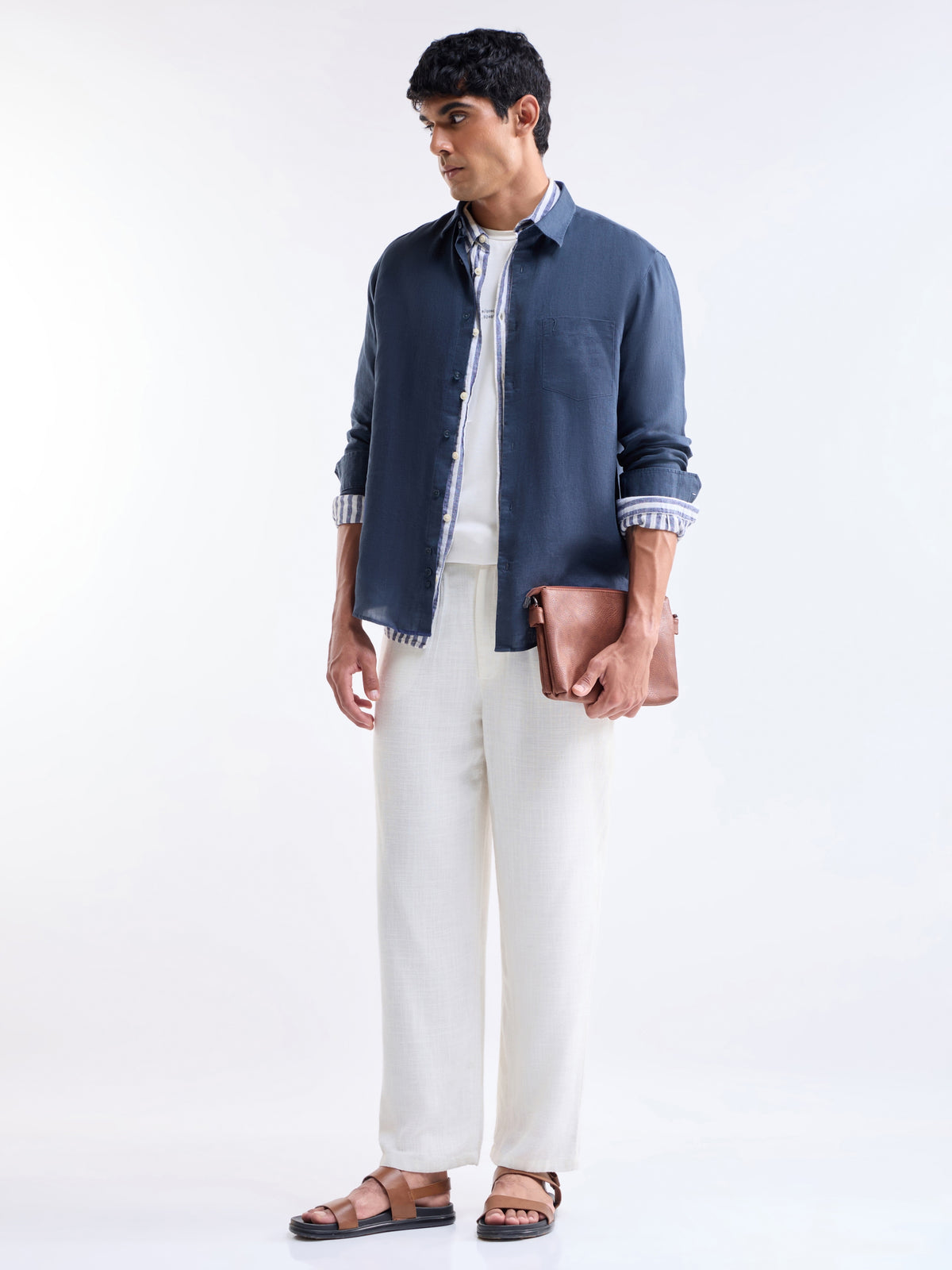 Solid Regular Fit Shirt - Navy t4option_0