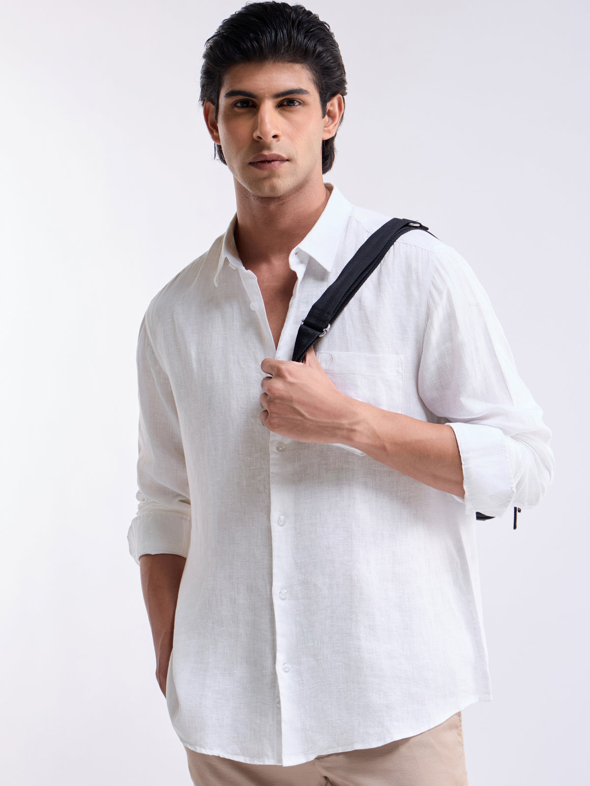 Solid Regular Fit Shirt - White t4option_7