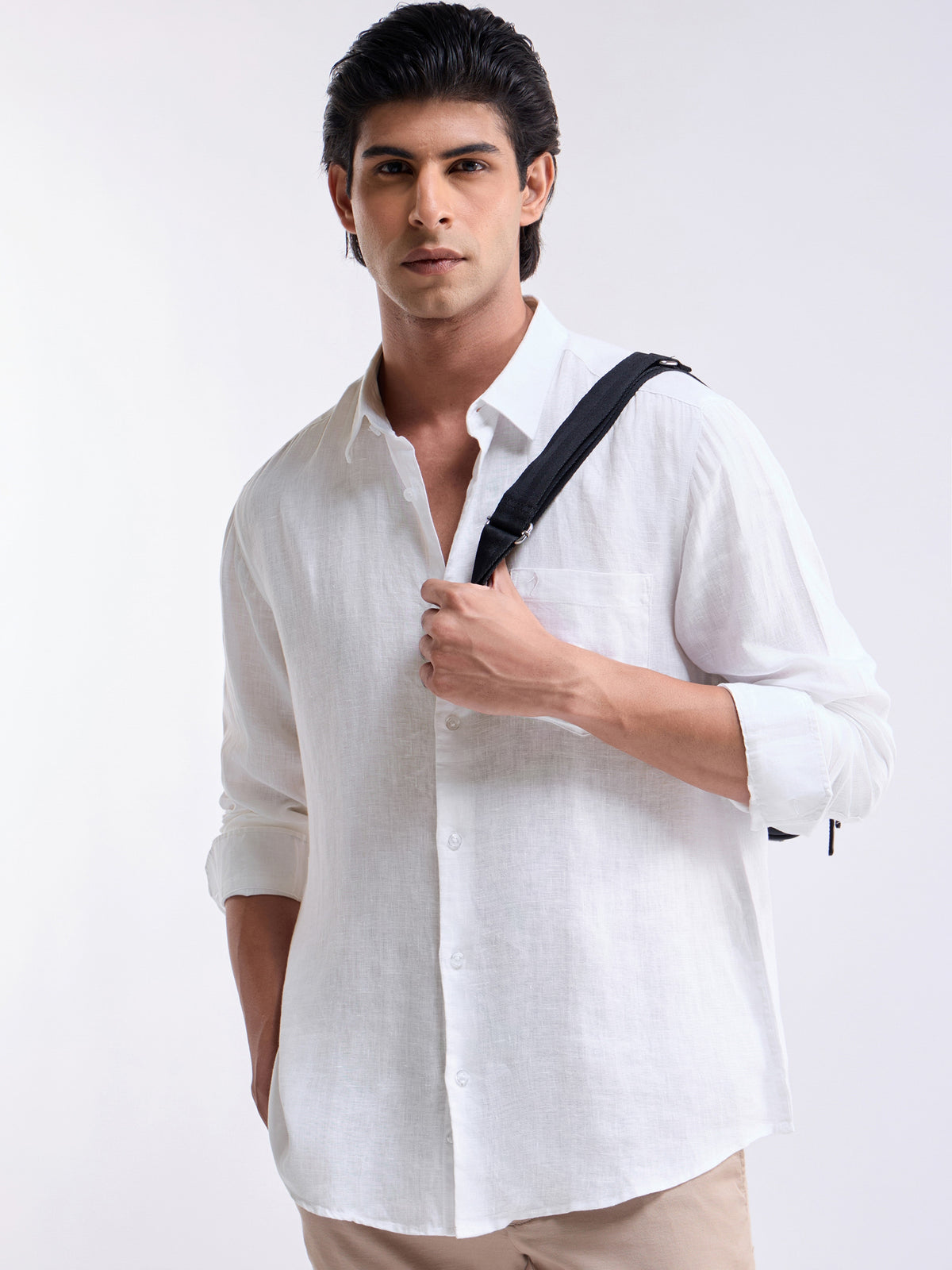 Solid Regular Fit Shirt - White t4option_7
