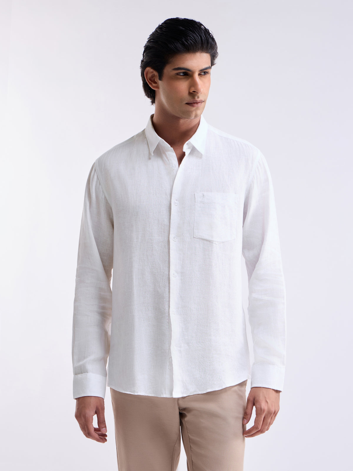 Solid Regular Fit Shirt - White t4option_7