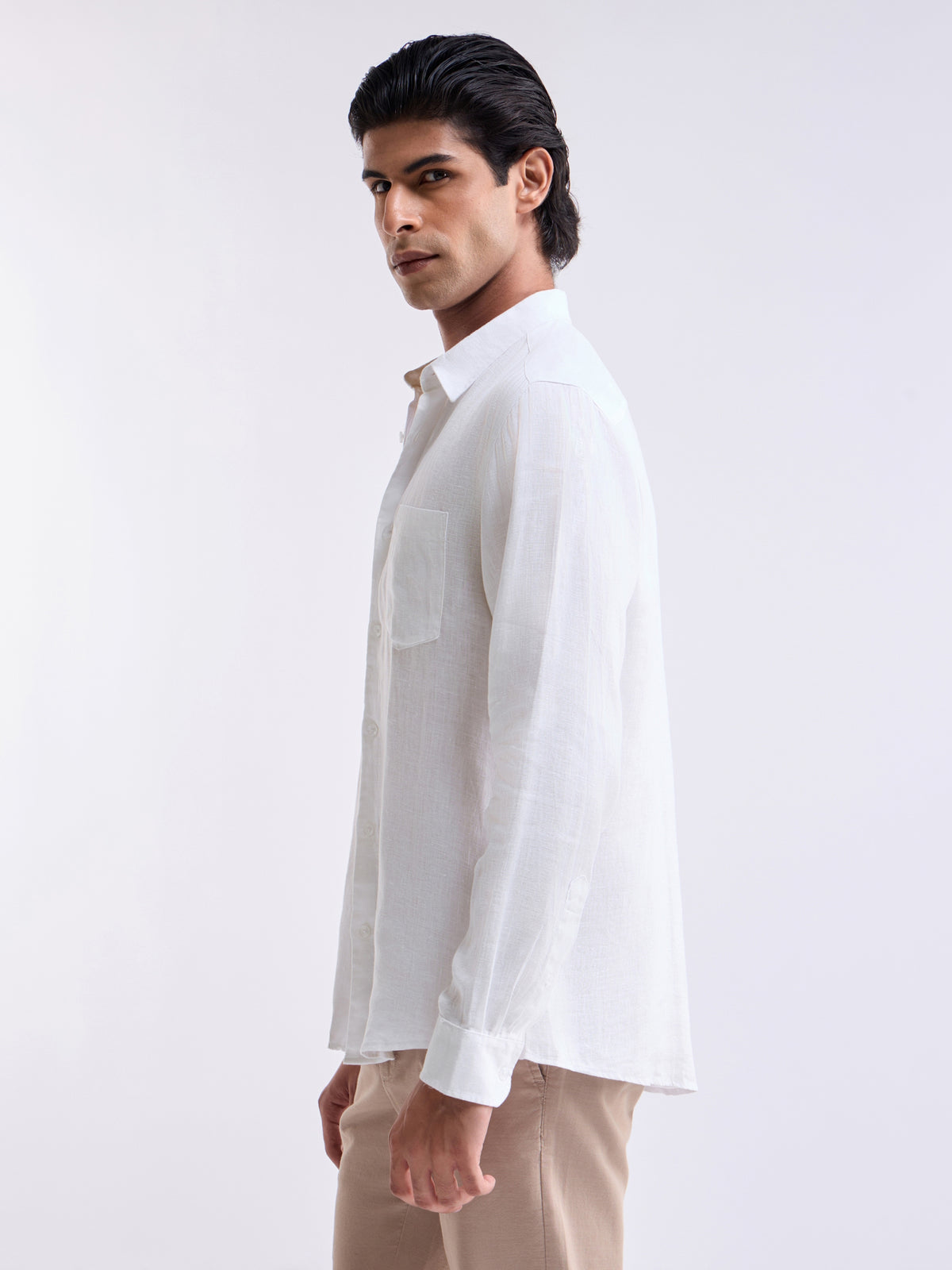 Solid Regular Fit Shirt - White t4option_7