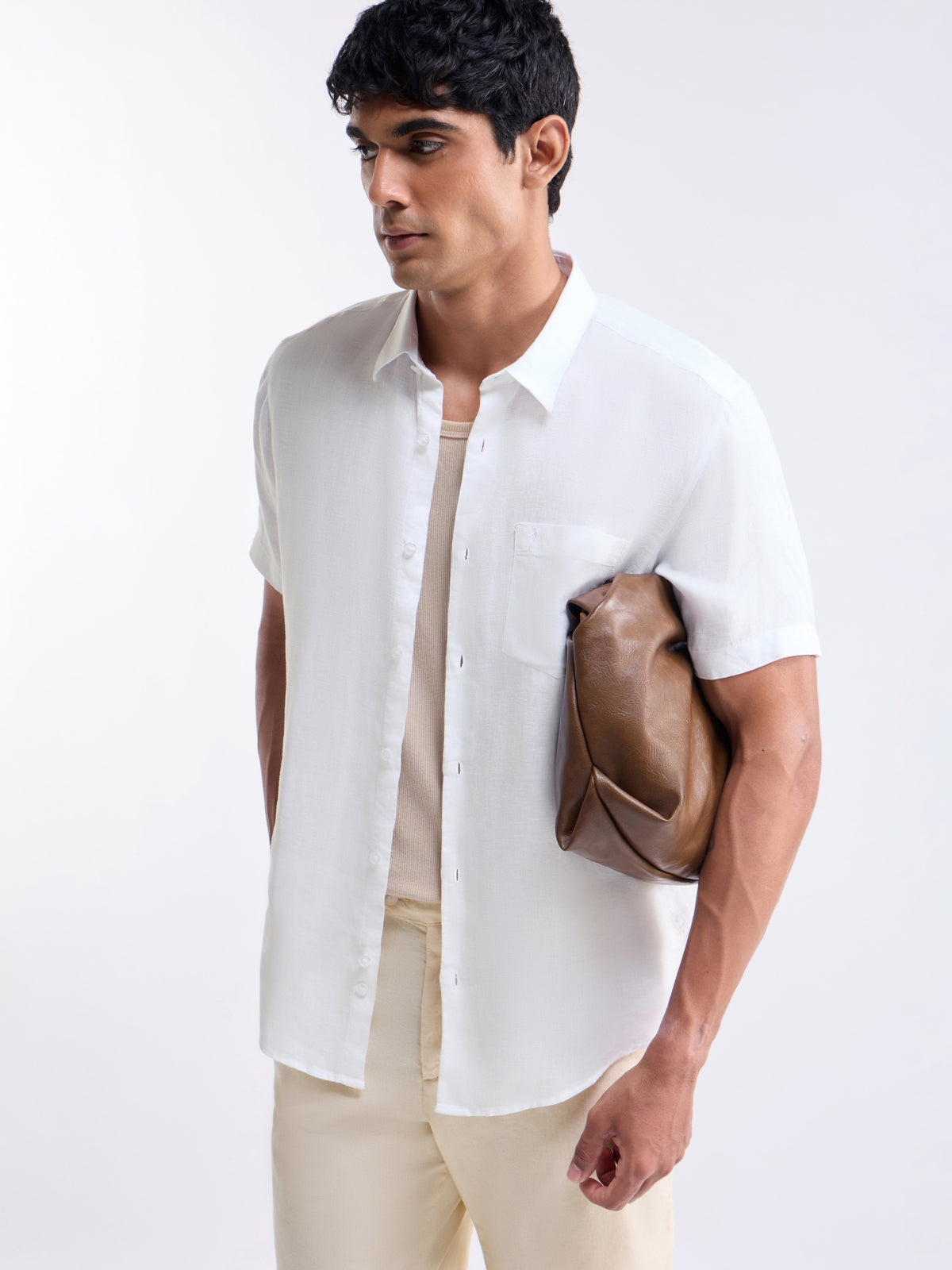 Solid Regular Fit Shirt - White t4option_11