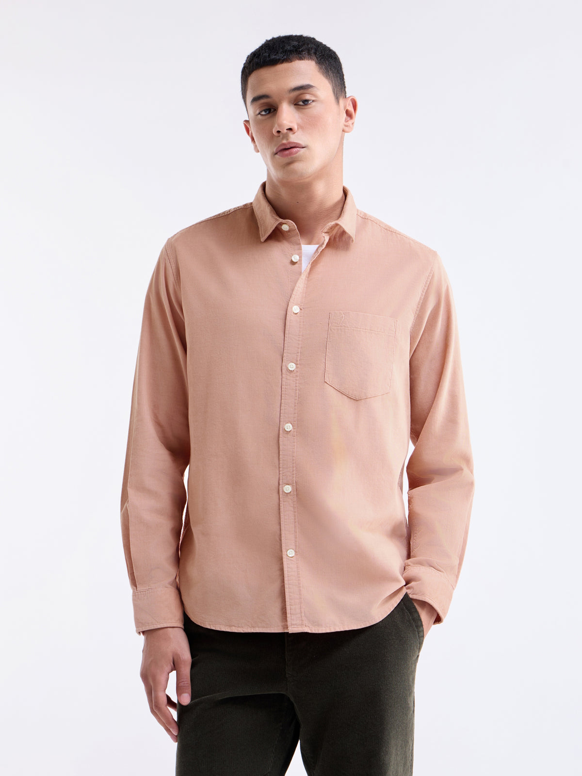 Solid Regular Fit Shirt - Clay t4option_0