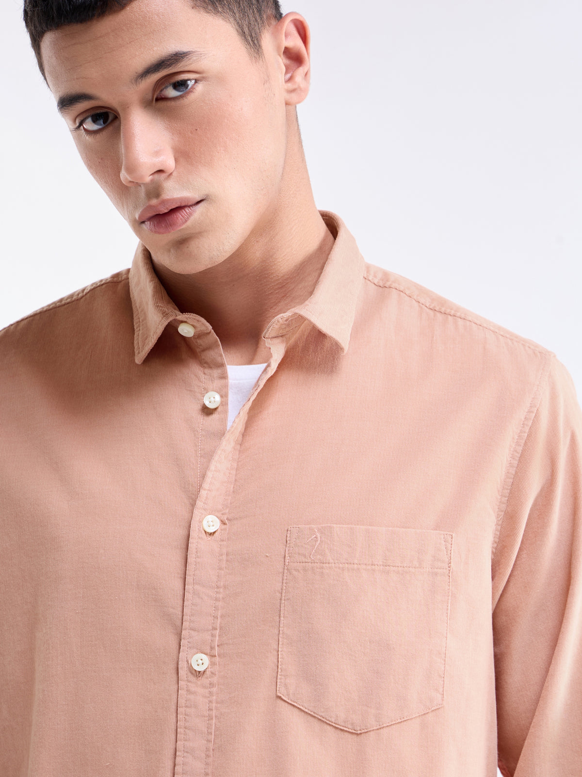 Solid Regular Fit Shirt - Clay t4option_0