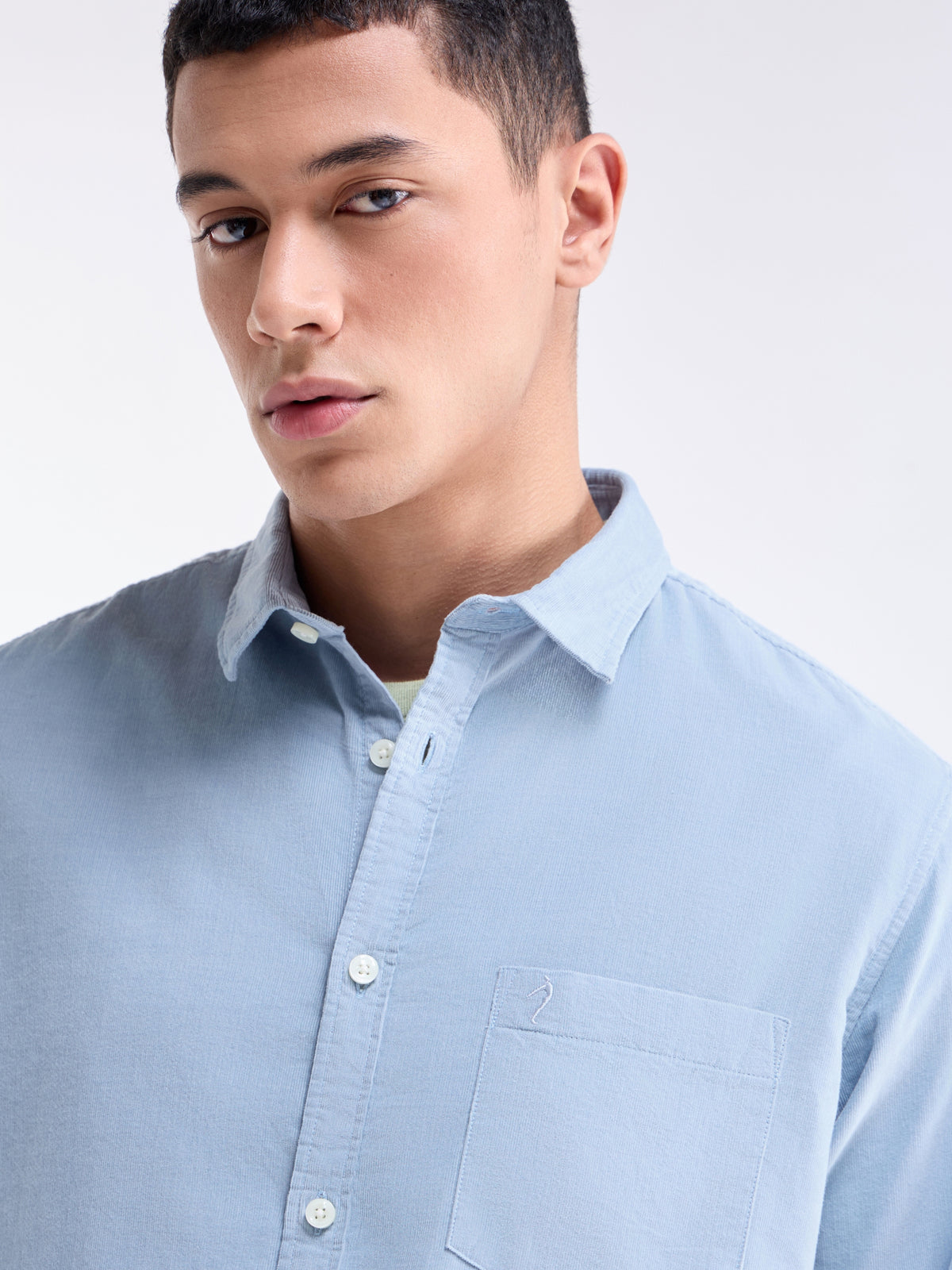 Solid Regular Fit Shirt - Dusty Blue t4option_1