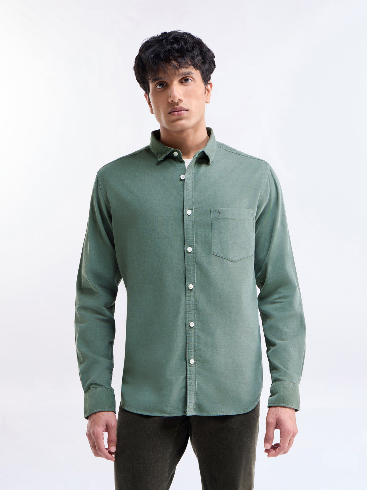 Solid Regular Fit Shirt - Dusty Grn. t4option_7