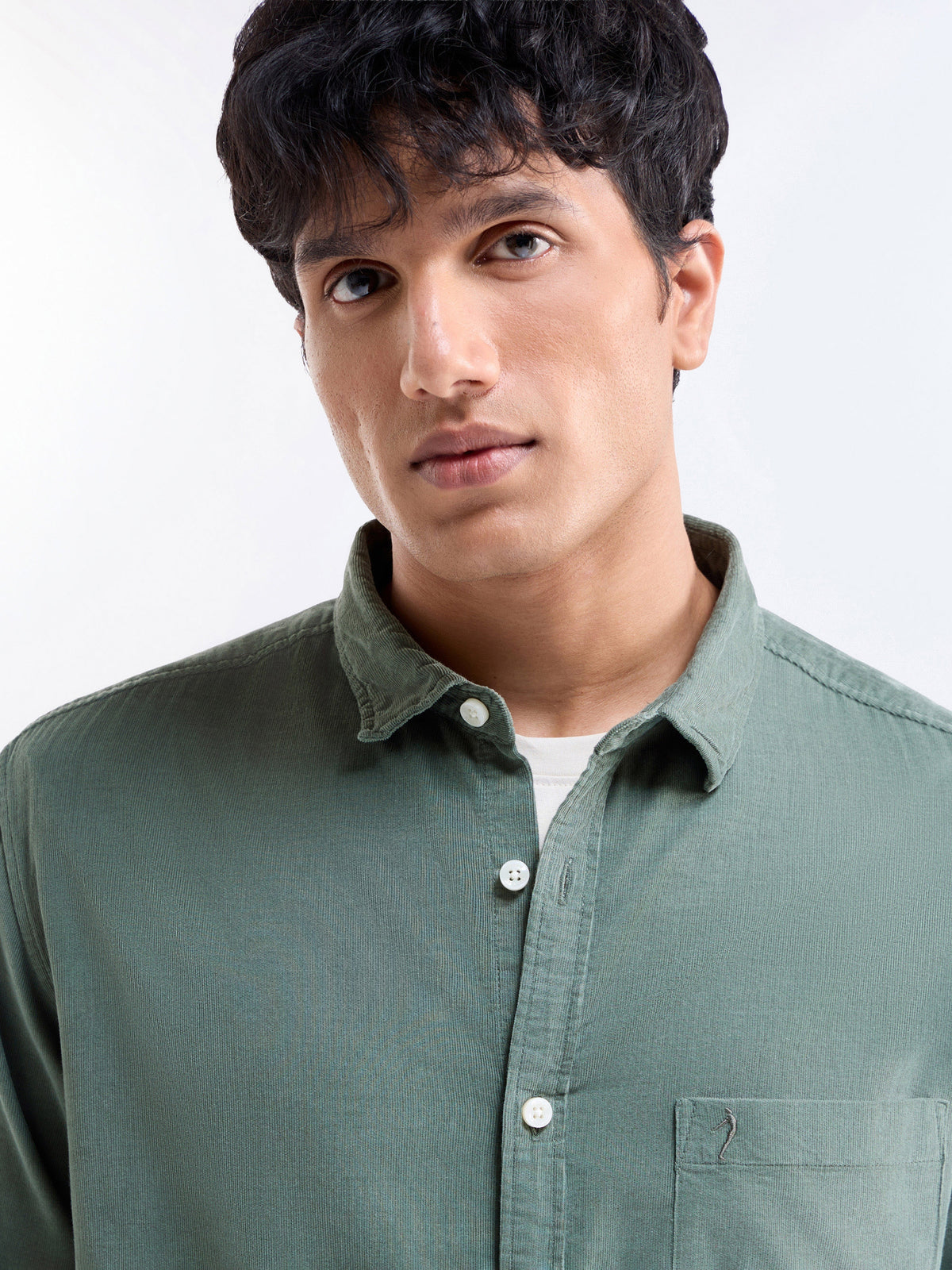 Solid Regular Fit Shirt - Dusty Grn. t4option_7