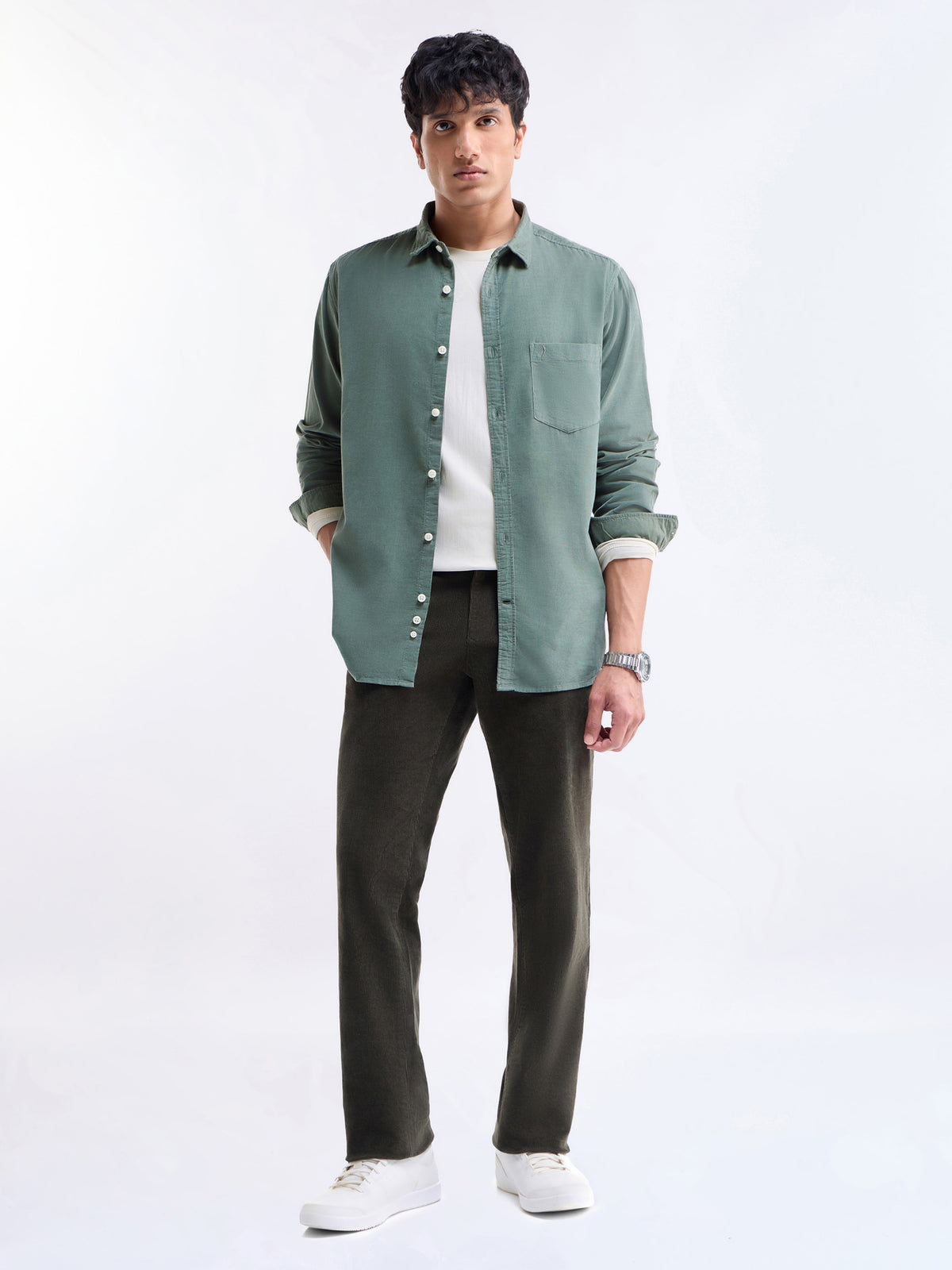 Solid Regular Fit Shirt - Dusty Grn. t4option_7