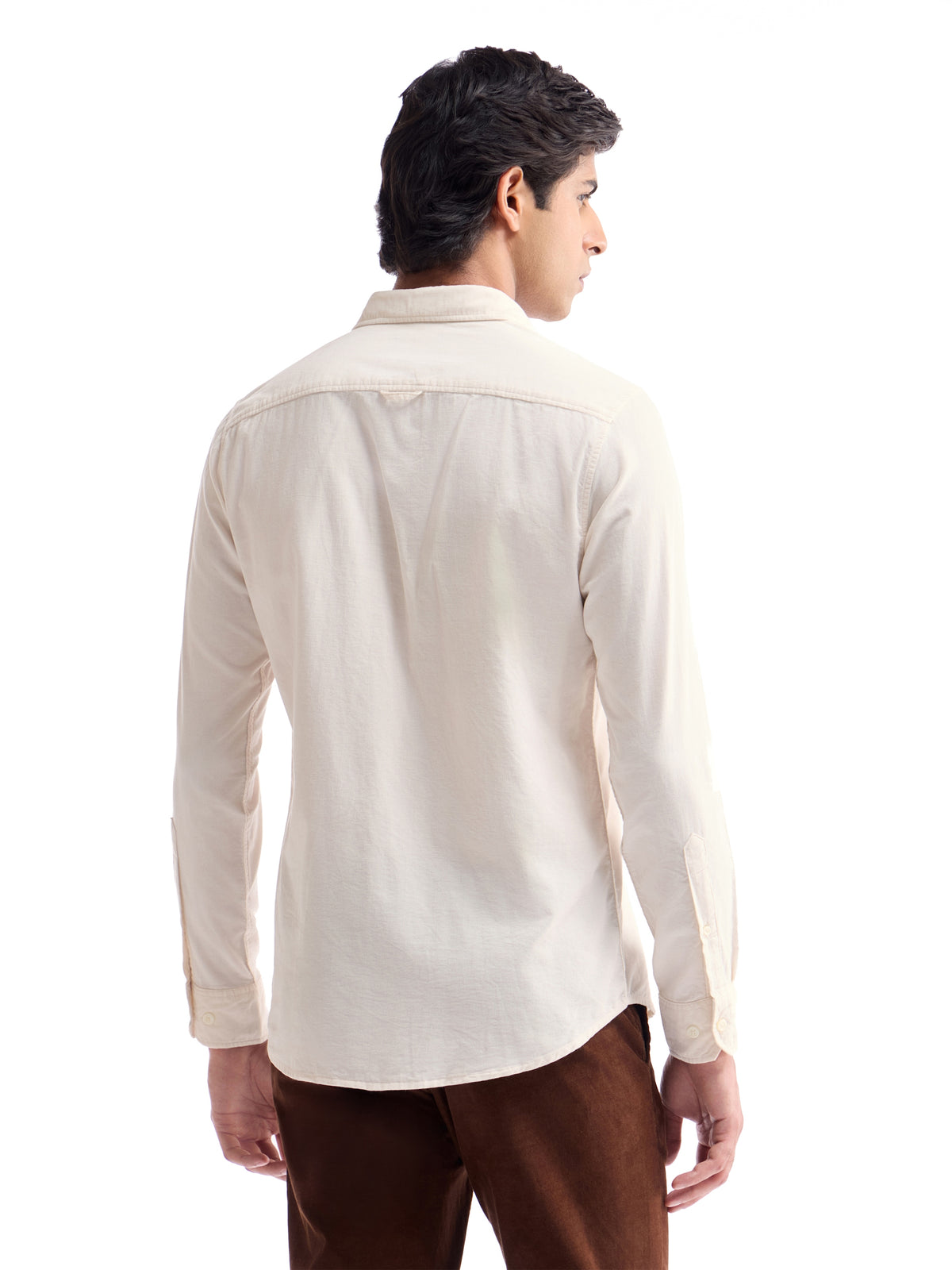 Solid Regular Fit Shirt - Ecru t4option_2