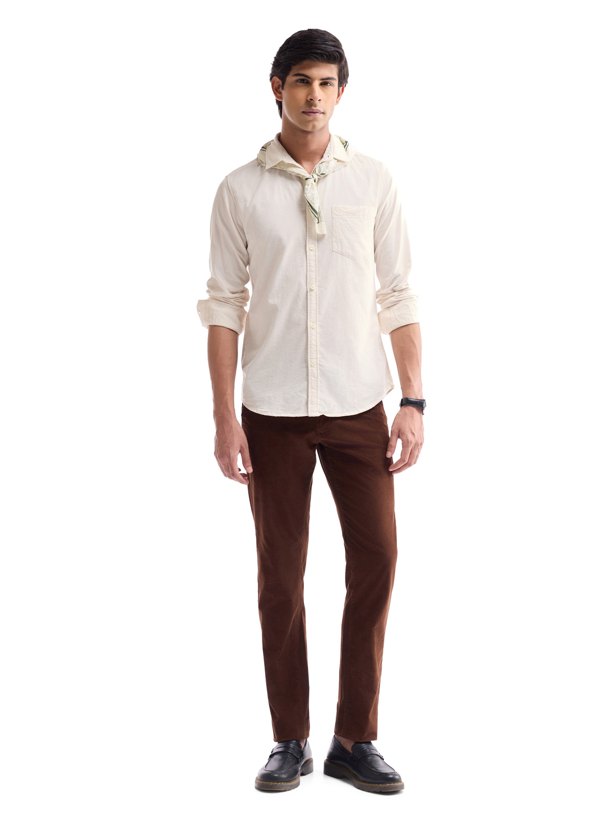 Solid Regular Fit Shirt - Ecru t4option_2