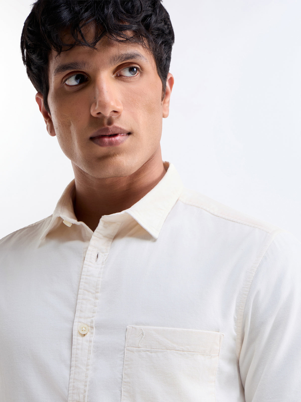 Solid Regular Fit Shirt - Ecru t4option_3