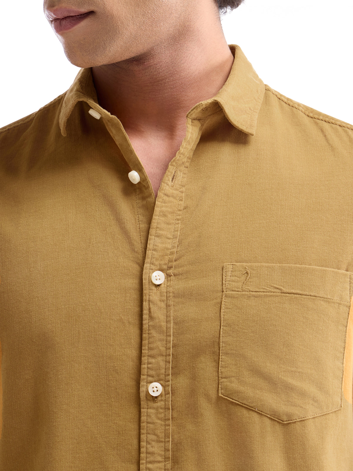 Solid Regular Fit Shirt - Gold t4option_3
