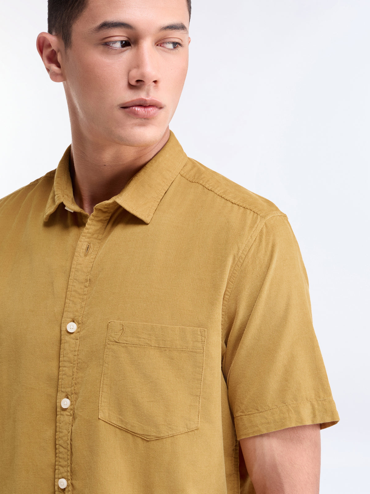 Solid Regular Fit Shirt - Gold t4option_1