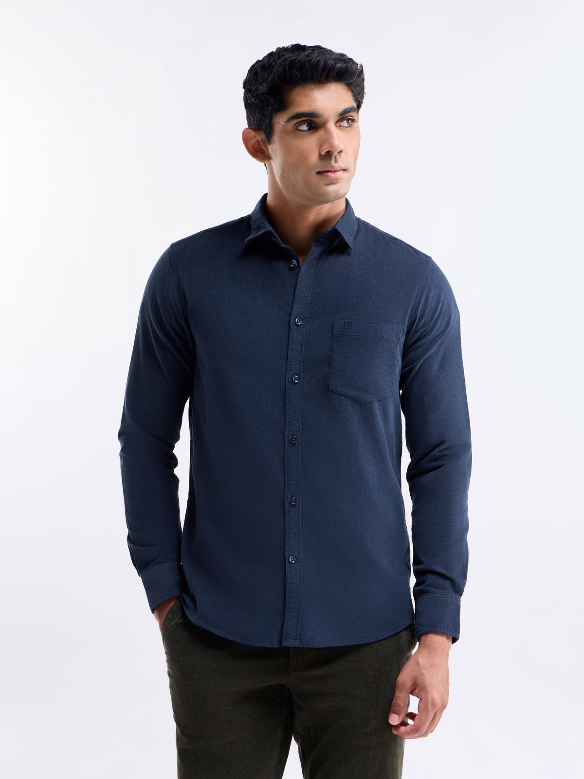 Solid Regular Fit Shirt - Navy t4option_4